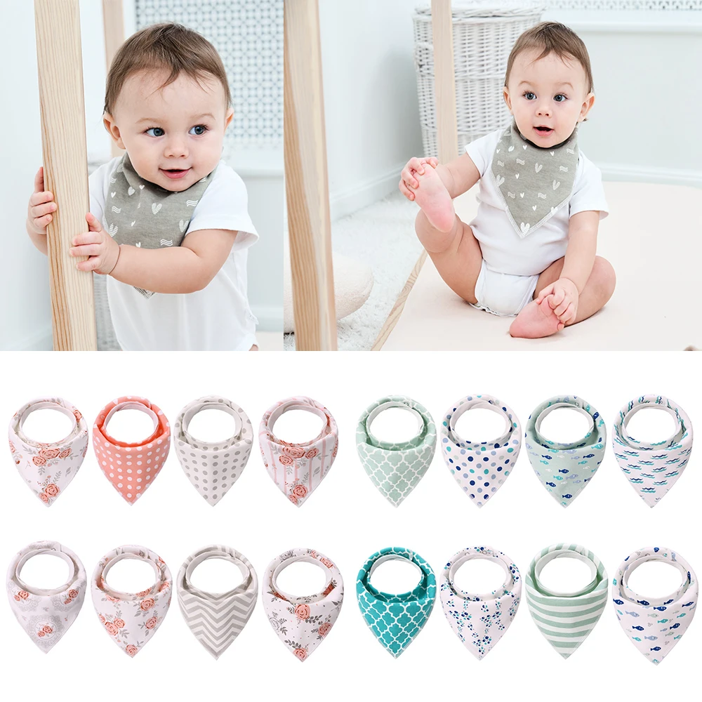 8pcs/set Baby Bibs Cotton Absorb Baby Triangle Scarf Baberos Toddler Burp Cloth Infant Bibs Feeding Saliva Towel Baby Stuff for triangle baby bib cotton cartoon flower saliva towel feeding apron supplies for infant toddler kids boys girls chewa