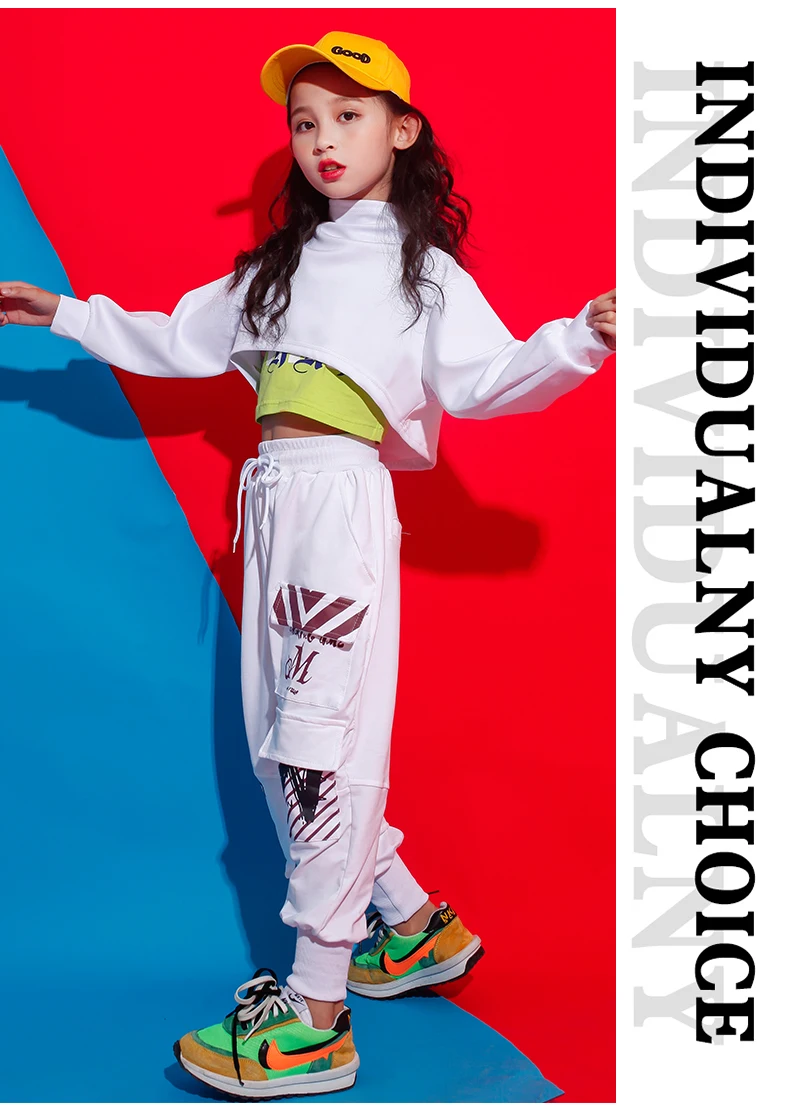 Новое поступление г., комплект из 3 предметов в стиле хип-хоп хлопковая одежда для девочек-подростков, Уличная Одежда для танцев укороченные топы и штаны, жилет джазовый уличная спортивная одежда