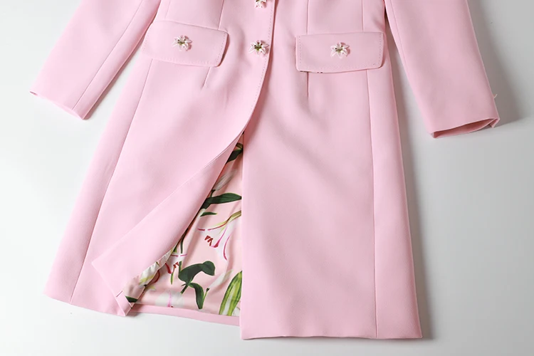 AELESEEN, весеннее новое длинное женское пальто, подиумная Цветочная серия, роскошное 3D украшение лилии, пуговицы, милый розовый Wndbreaker