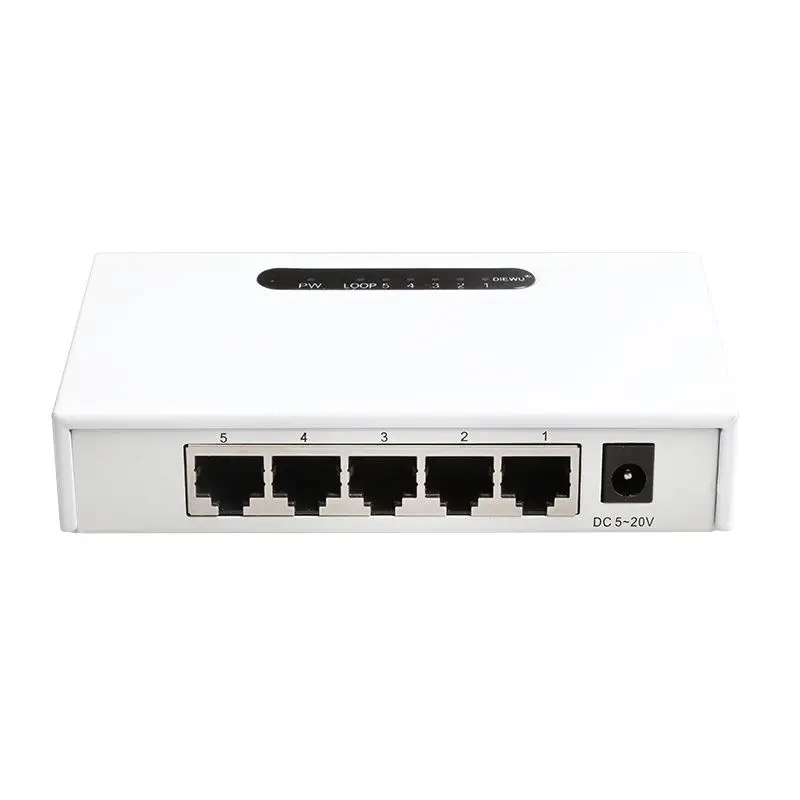 Diewu 5 Порты и разъёмы Gigabit Ethernet сетевой коммутатор Gigabit 10/100/1000 Мбит Настольный концентратор Lan полный/полудуплекс Ethernet-коммутатор(по ТИХООКЕАНСКОМУ летнему времени США - Цвет: White