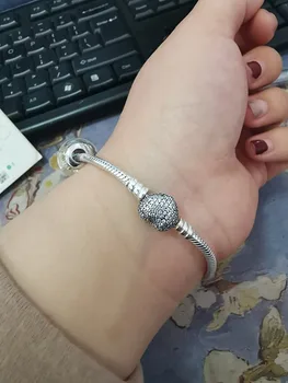 

Fine jewelry 100% 925 original bangle beads charm bracelet woman bangle Gift girls jewelries DIY bracelets