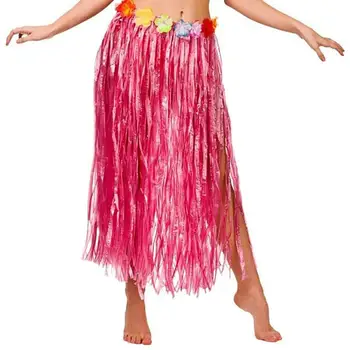 

60/80cm Hawaiian Hula Grass Flower Party Dress Skirt Beach Dance Adult Costume