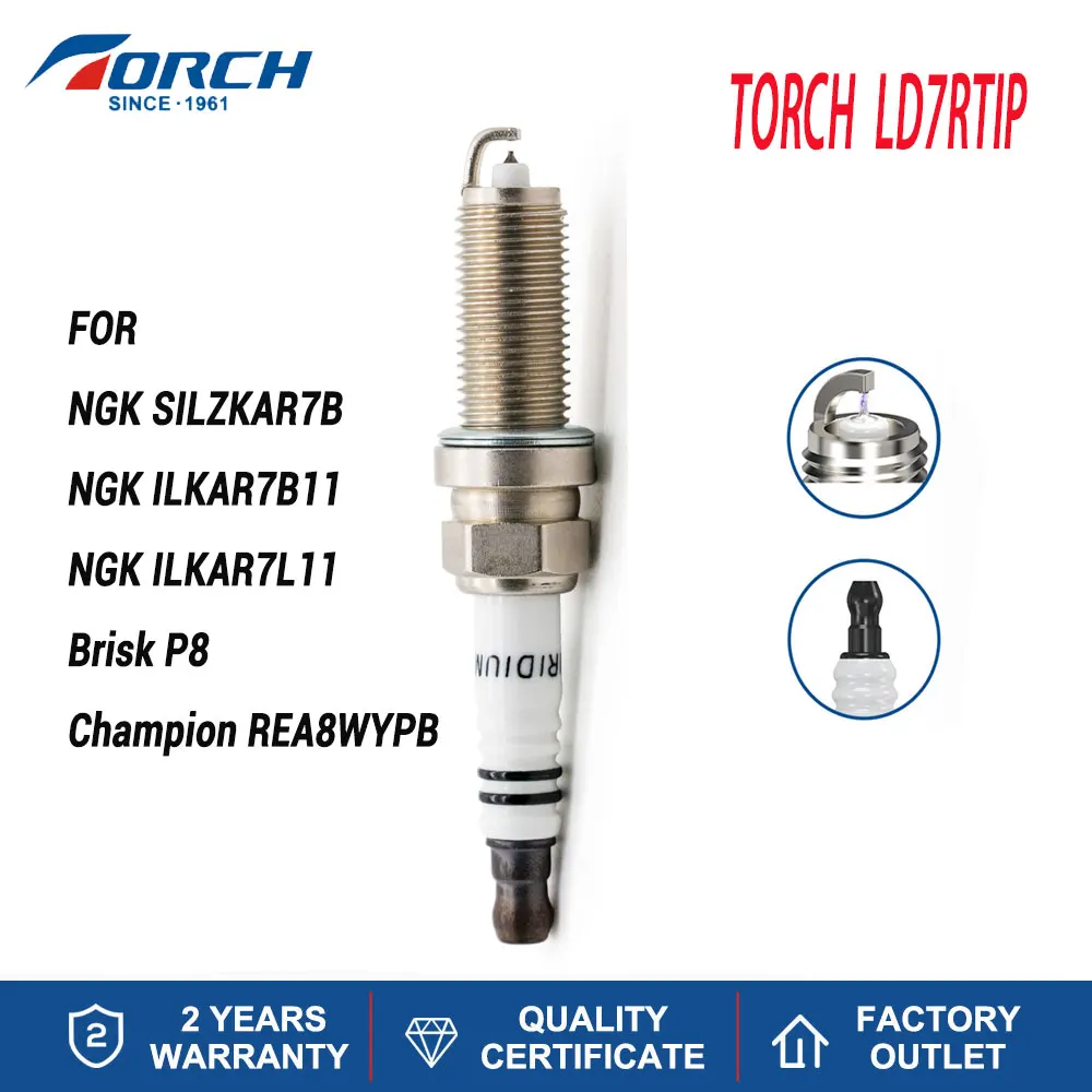 

Candle ILKAR7B11 Spark Plug Replacement Torch Brand Iridium Platinum LD7RTIP Champion REA8WYPB Brisk P8 Engines Components