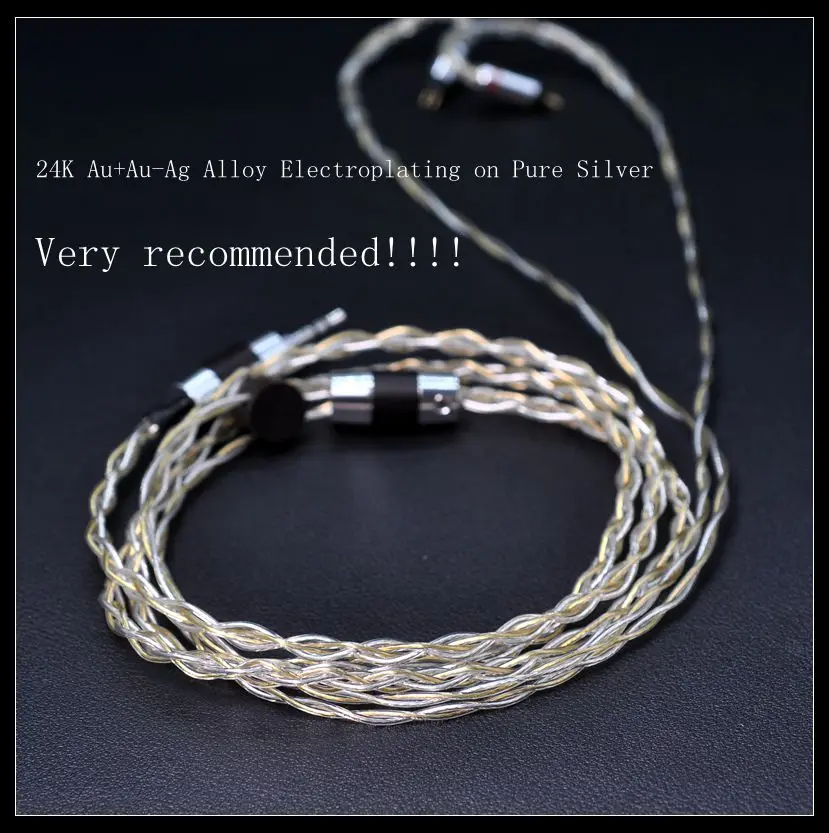 

24K Gold Electroplating on Gold-Silver Alloy+Pure Silver electroplating gold Headphone Upgrade Line MMCX 0.78MM 2PIN