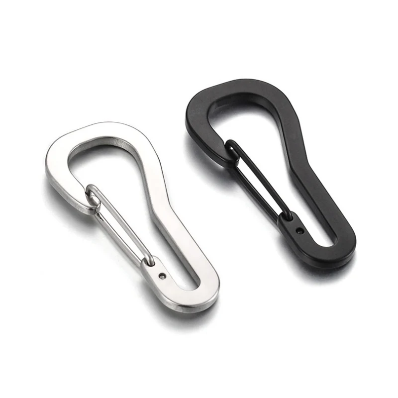 EDC Tool Stainless Keychain Spring Belt Bag Clip Hook Carabiner Buckle Keyring 