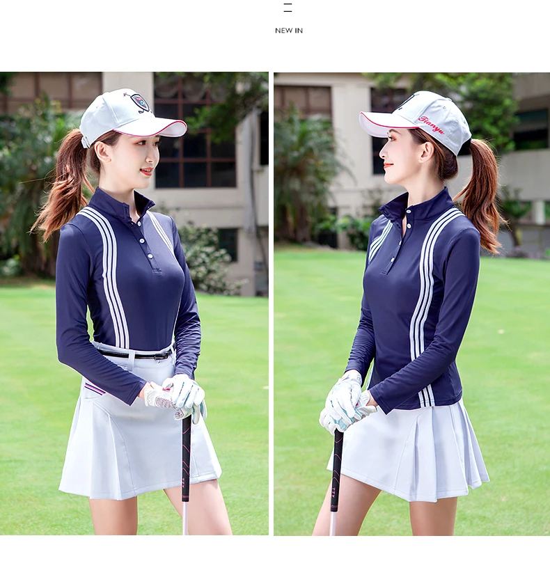Женские рубашки для гольфа на осень и зиму, дышащие мягкие футболки для гольфа с длинными рукавами, спортивная одежда, тренировочная футболка D0851