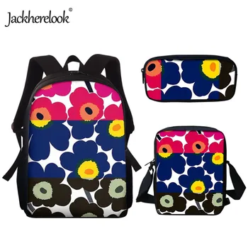 

Jackherelook 3D Poppy Flower Printing School Bags for Kids Students 3pcs/Set New School Shoulder Bag Teen Girls sac a dos enfant