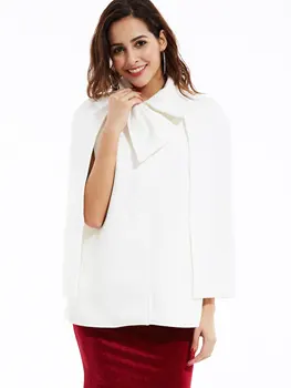 

Women Short Cape Newly Design Windproof Spring Fall Warm Outerwear Elegant Simple Lace Up Female Fashion Black White Cape