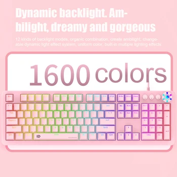 

USB Wired Blue Switches Stylish 104 Keys Adjustable Knob Gaming Keyboard Anti Ghosting RGB Backlight Plug And Play For PC Laptop