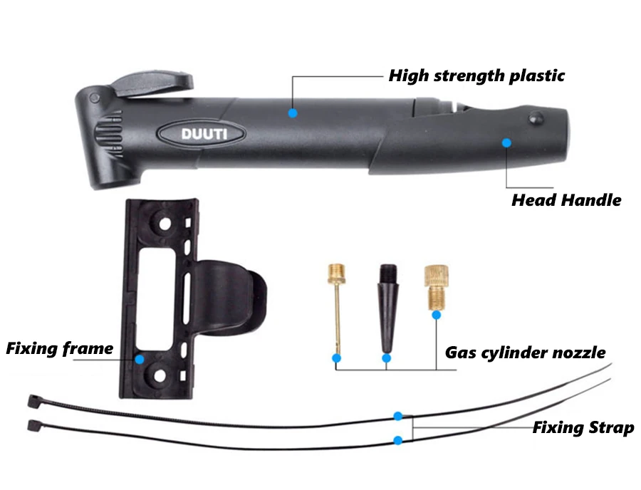 DUUTI Multi-functional Portable Bike Air Pump Cycling Tire Mini Inflator Double Stroke Gas Mouth Bicycle Pump Tools