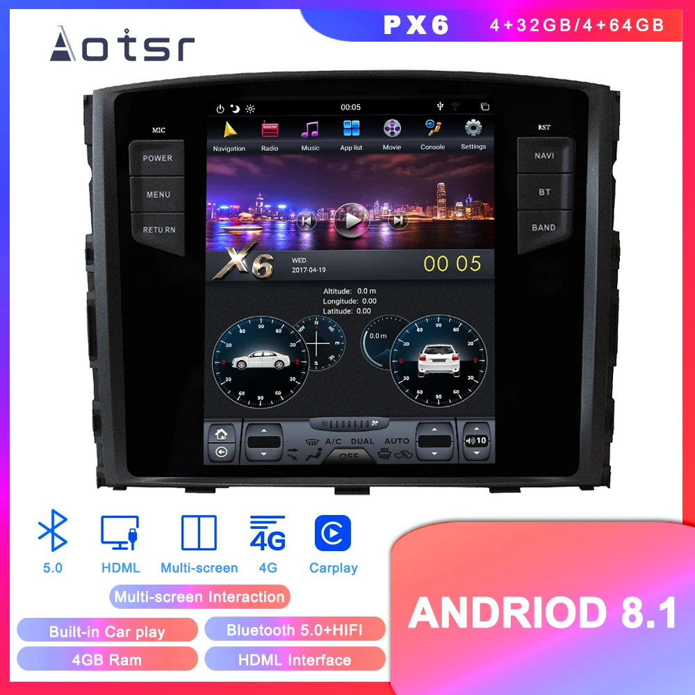

Tesla Style Android 8.1 GPS Navigation DVD Player For Mitsubishi Pajero 2006-2018 Car Auto Radio Stereo Multimedia Unit Player