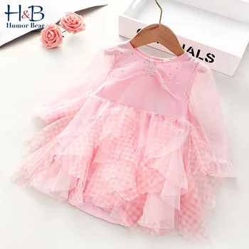 

Humor Bear Baby Jumpsuit Out Cotton Long-Sleeved Girls Treasure Dress Children Autumn Dress Spring & Autumn Children'S Clothing