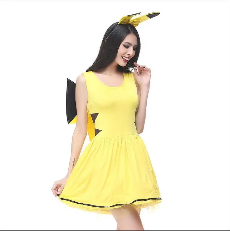 Pokemon pikachu trajes feminino cosplay sexy dia das bruxas adulto  desempenho traje fantasia vestido bar clubwear festa bonito menina vestir