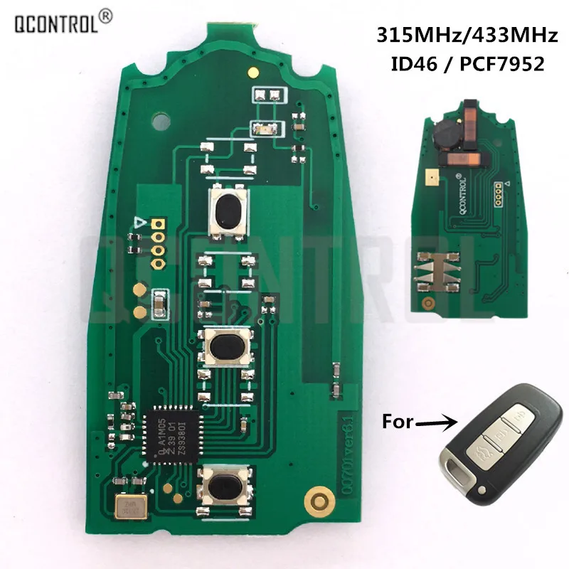 

QCONTROL Car Remote Smart Key Circuit Board For HYUNDAI 315MHz 433MHz I30 I45 Ix35 Genesis Equus Veloster Tucson Sonata Elantra