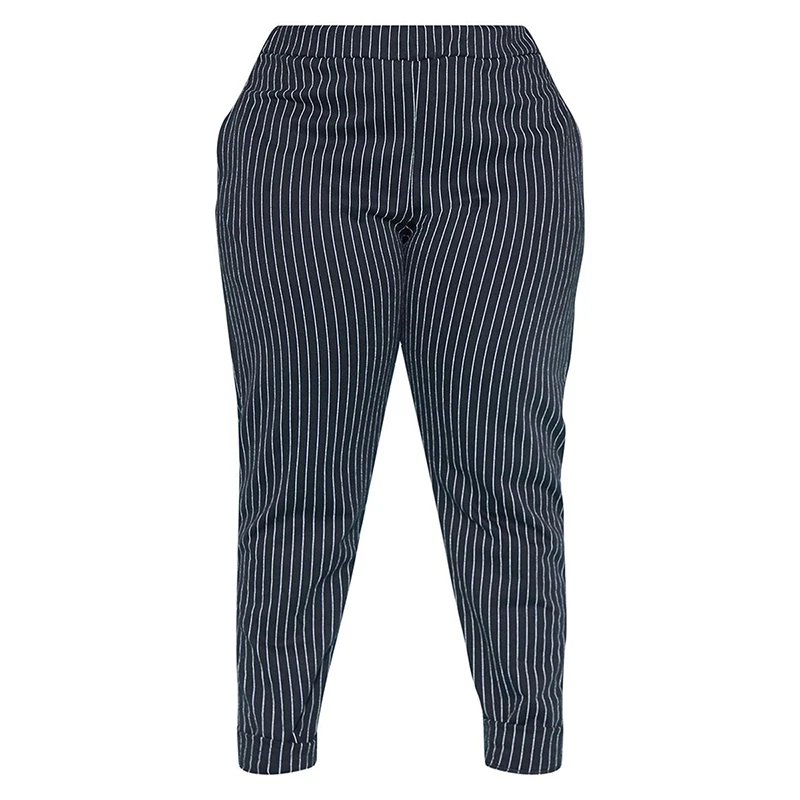 HDY Haoduoyi размера плюс большие новые модные полосатые брюки с эластичной резинкой на талии черные тянущиеся рабочие эластичные тренировочные штаны