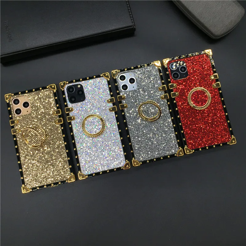 Luxury Glitter Soft Square Staffa Cover Per T-Mobile Revvl 6 Pro 5G Pixel Fashion Paillettes Stand Phone Case Per T-Mobile Revvl 6