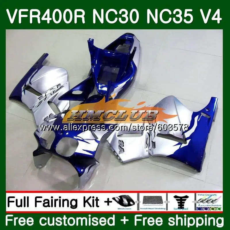 VFR400 R для HONDA VFR400R NC35 1993 1994 1995 1996 1997 1998 99CL. 11 ЛРВ 400 R NC24 93 94 95 96 97 98 обтекатель синего и серебряного цвета