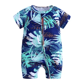

New Summer Flower Zipper Outfit Baby Short Sleeve Romper Baby Girl Clothes Babygirl Onesie New Born Baby Clothes Boy Colthing