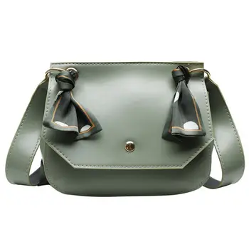 

Silk scarf handle bag Women Solid Color Shoulder Leather Bag Chain Handbags Cover Diagonal Cross Body Bags