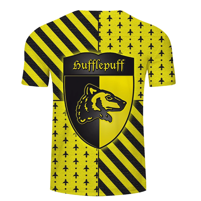 Горячая Распродажа, 3D волшебный школьный дизайн, Мужская футболка Hufflepuff Movie Printed Homme, мужская летняя футболка из дышащей ткани с короткими рукавами