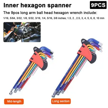 

9PCS Hex Key Set Folding Hex Key Wrench Tool Set Durable Color Hex L-Wrench Tools Kit For Turning Screws