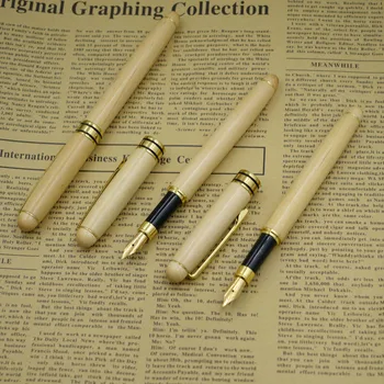 

(12 Pieces/Lot) Wooded Fountain Pen Nib 0.5mm Maple Wood Writing Gift Pen Office Supplies School Supplies Wholesale