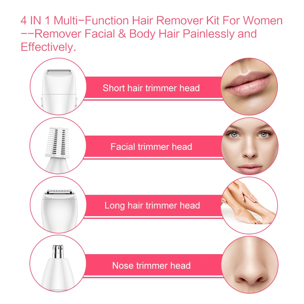 TOUCHBeauty электрическая бритва для удаления волос на лице, 4 в 1 триммер для бровей, удаление волос на лице для женщин TB-1753