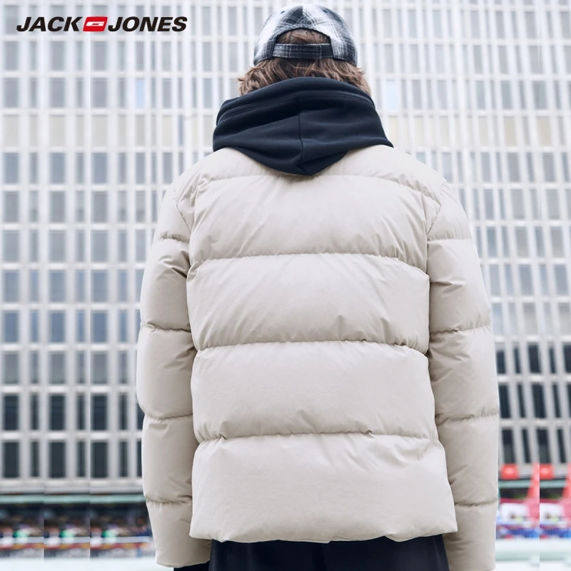 JackJones зимняя мужская белая куртка на утином пуху, ветрозащитная водостойкая ткань, короткое пальто, мужская одежда 219312505