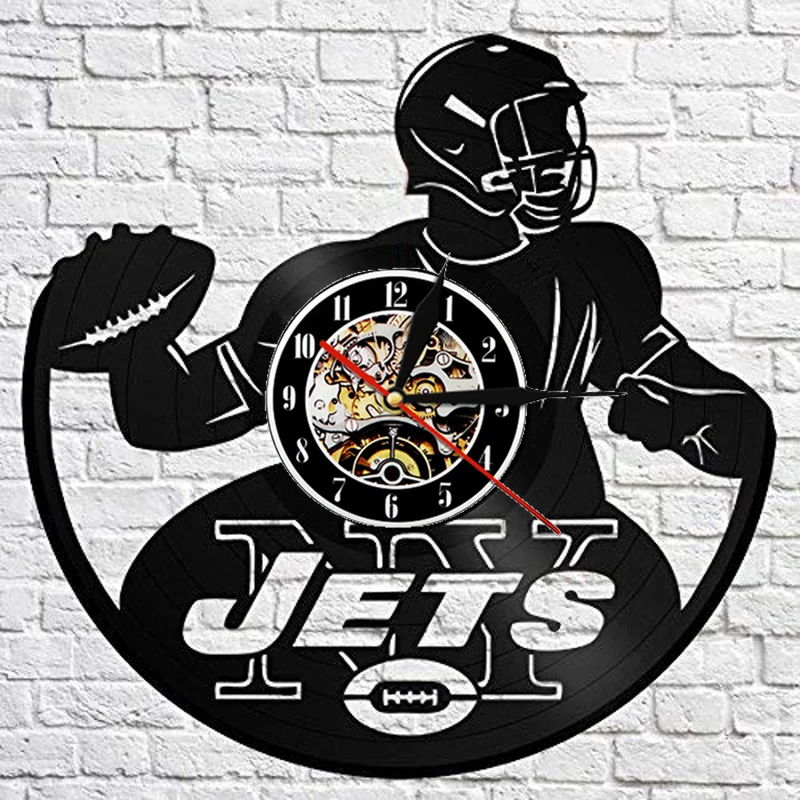 3 Виниловые настенные часы New York Jets, современный дизайн, американская футбольная команда, Подвесные часы с подвеской, настенные часы, домашний декор - Цвет: 3