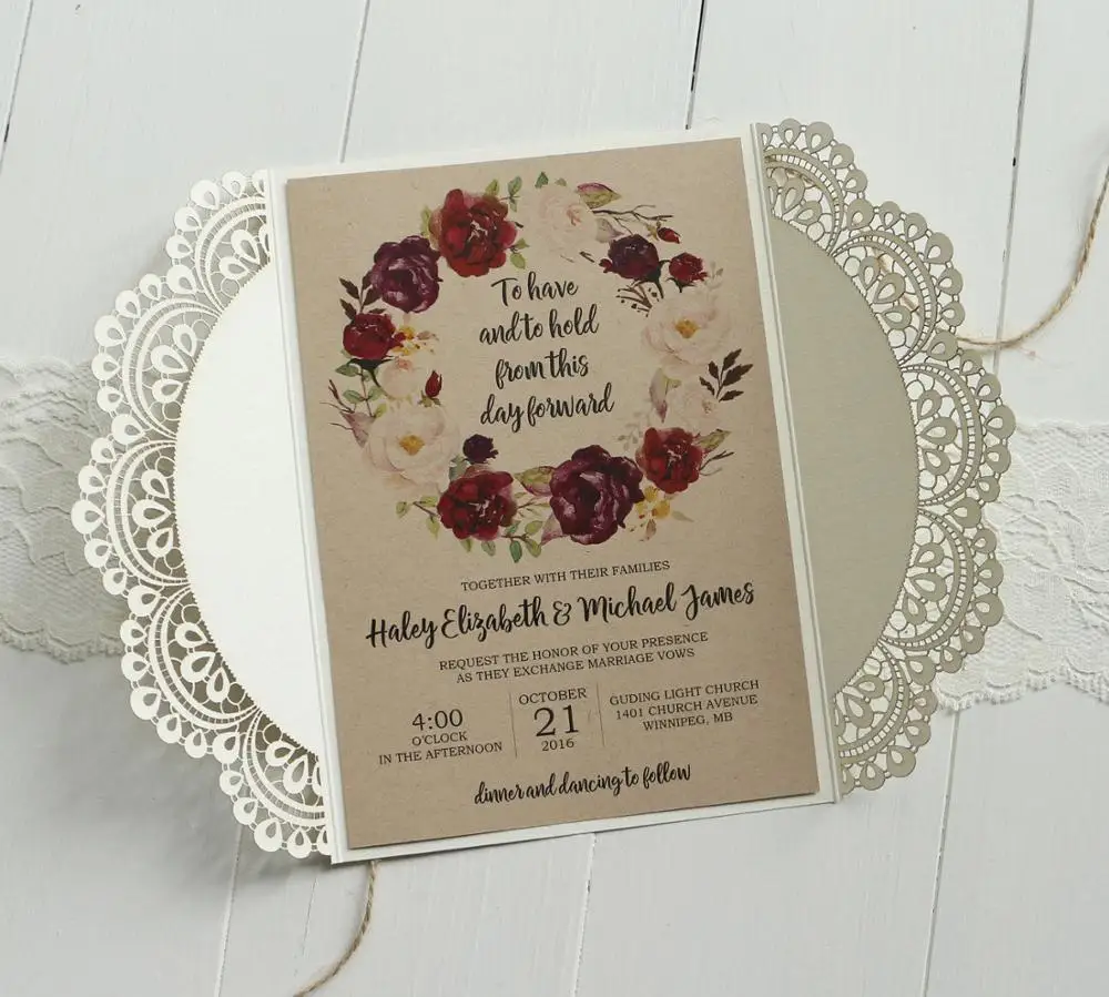 Необычные кружевные свадебные приглашения набор из 50 шт.|kraft paper card|paper cardkraft card |