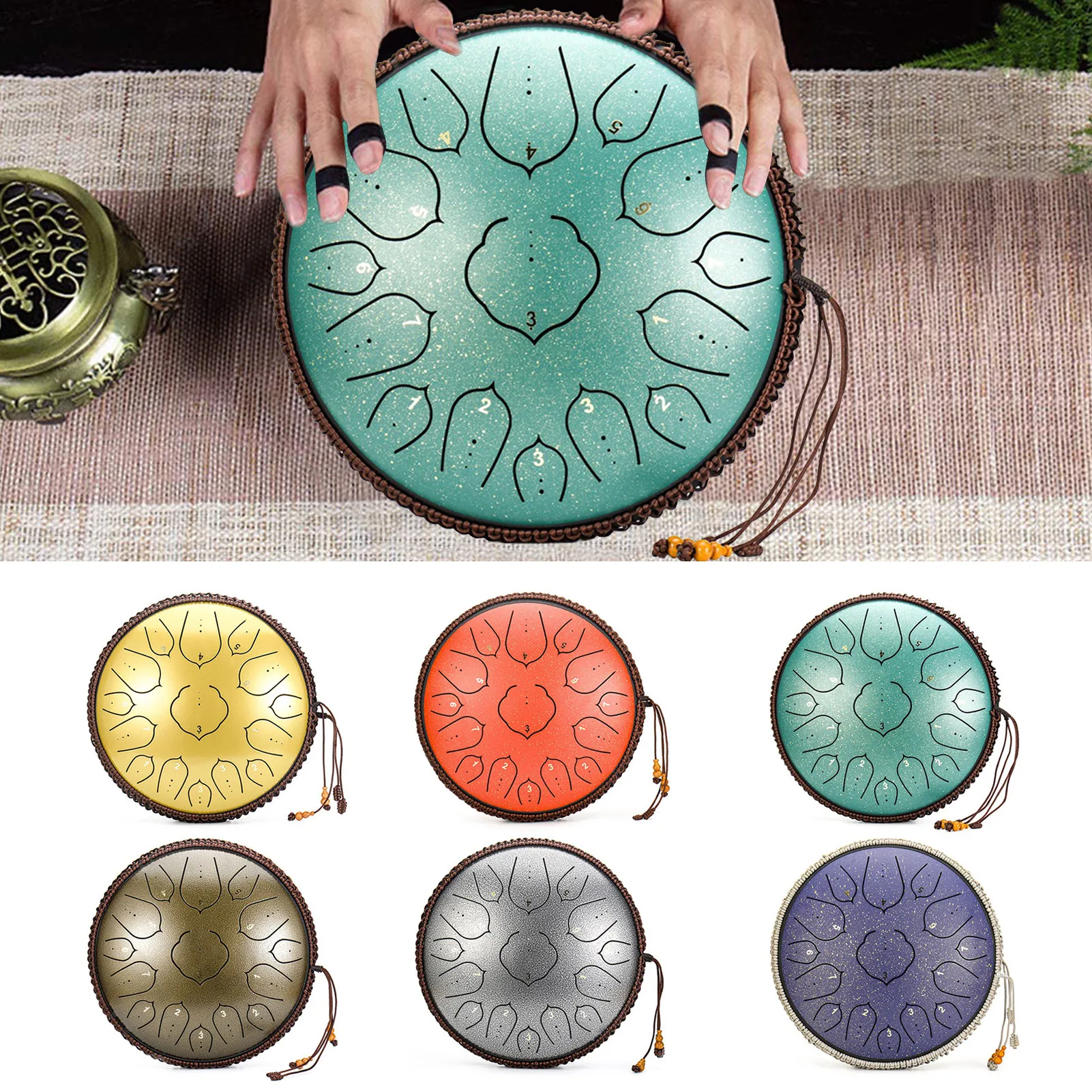 14 Inch 15 Tone Steel Tongue Drum C/ D Tune Percussion Hand Pan Drum With Padded Bag & 1 Pair Of Mallets Musical Instrument