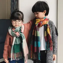 2019 стильные модные зимние детские теплые шарфы для мальчиков и девочек, кашемировый шарф в клетку, мягкий шарф, популярный воротник