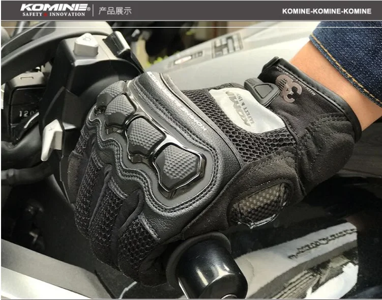 KOMINE GK-215 spring and summer motorcycle leather stitching breathable mesh riding gloves reflective night | Автомобили и