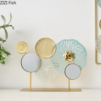 

European Style Metal Mirror Ornaments Creative Home Iron Decoration Living Room Study Office Crafts Home Decor