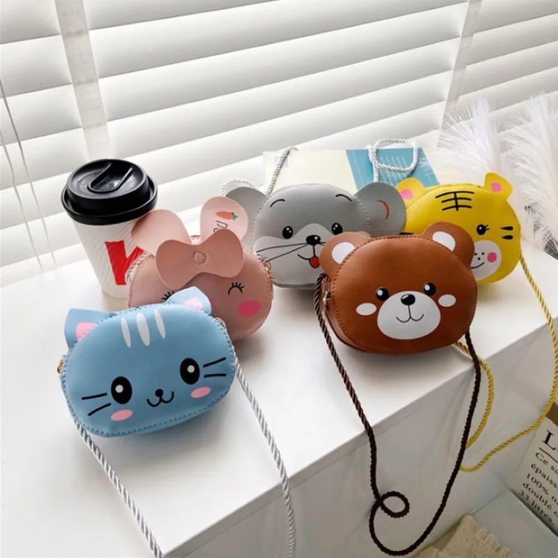 1Pcs Cartoon Animal PU Leather Kids Backpack Girl Crossbody Bags Nice Gift Coin Purse Cute Children Handbag Shoulder Bag