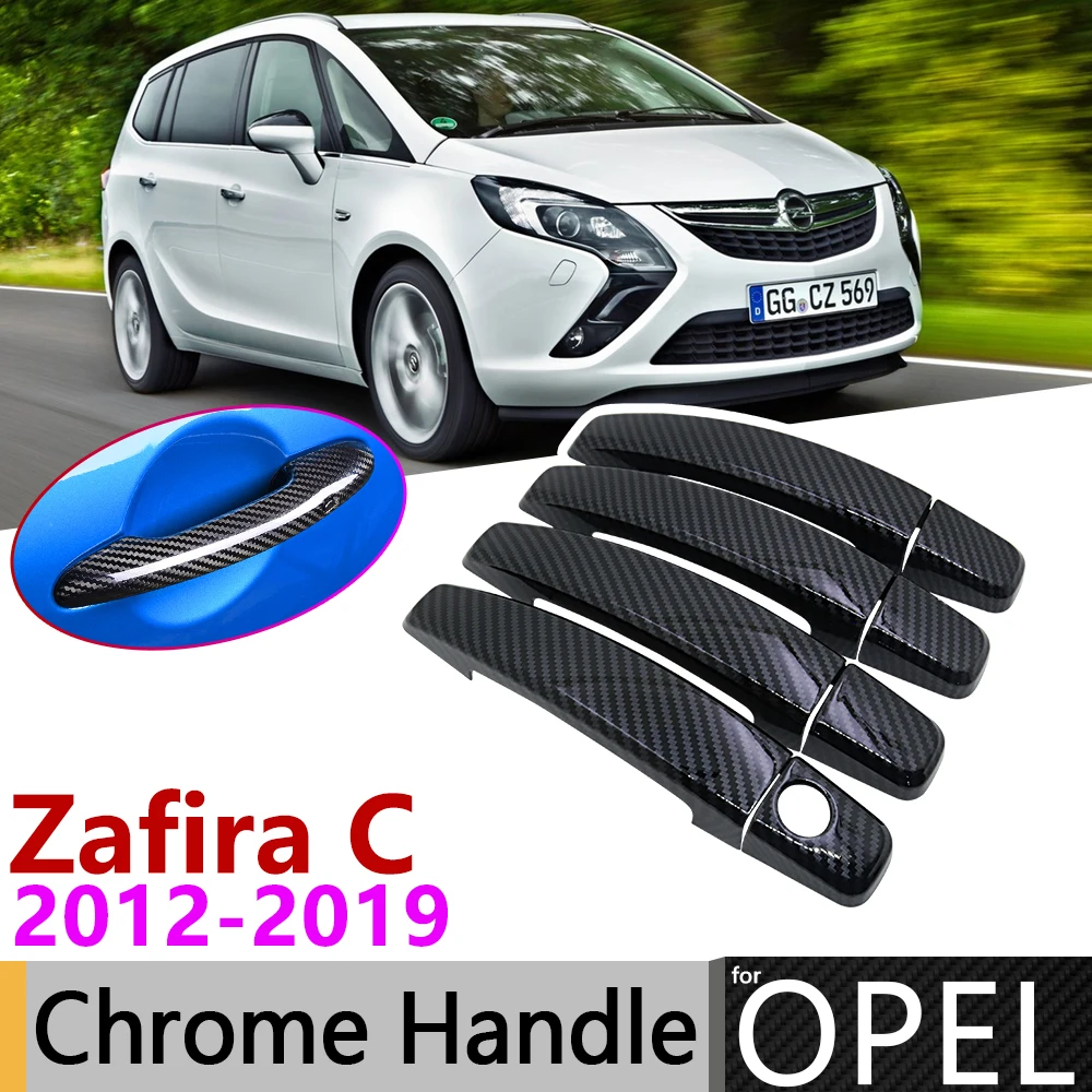 Черная накладка на дверную ручку из углеродного волокна для Opel Vauxhall Zafira C Tourer Present