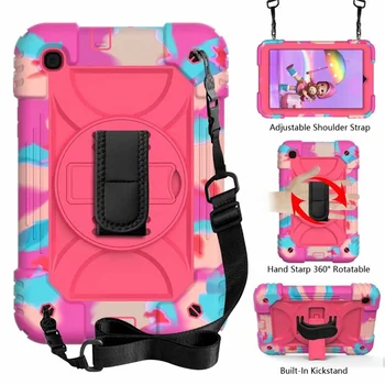 

Case For Samsung Galaxy Tab A 8.4 inch 2020 Model T307 SM-T307 Cover hand & Shoulder Strap Silicone Shockproof kickStand Case