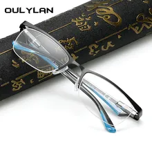 Oulylan бизнес очки для чтения для мужчин анти излучения усталость очки половина рамки дальнозоркости рецепт очки