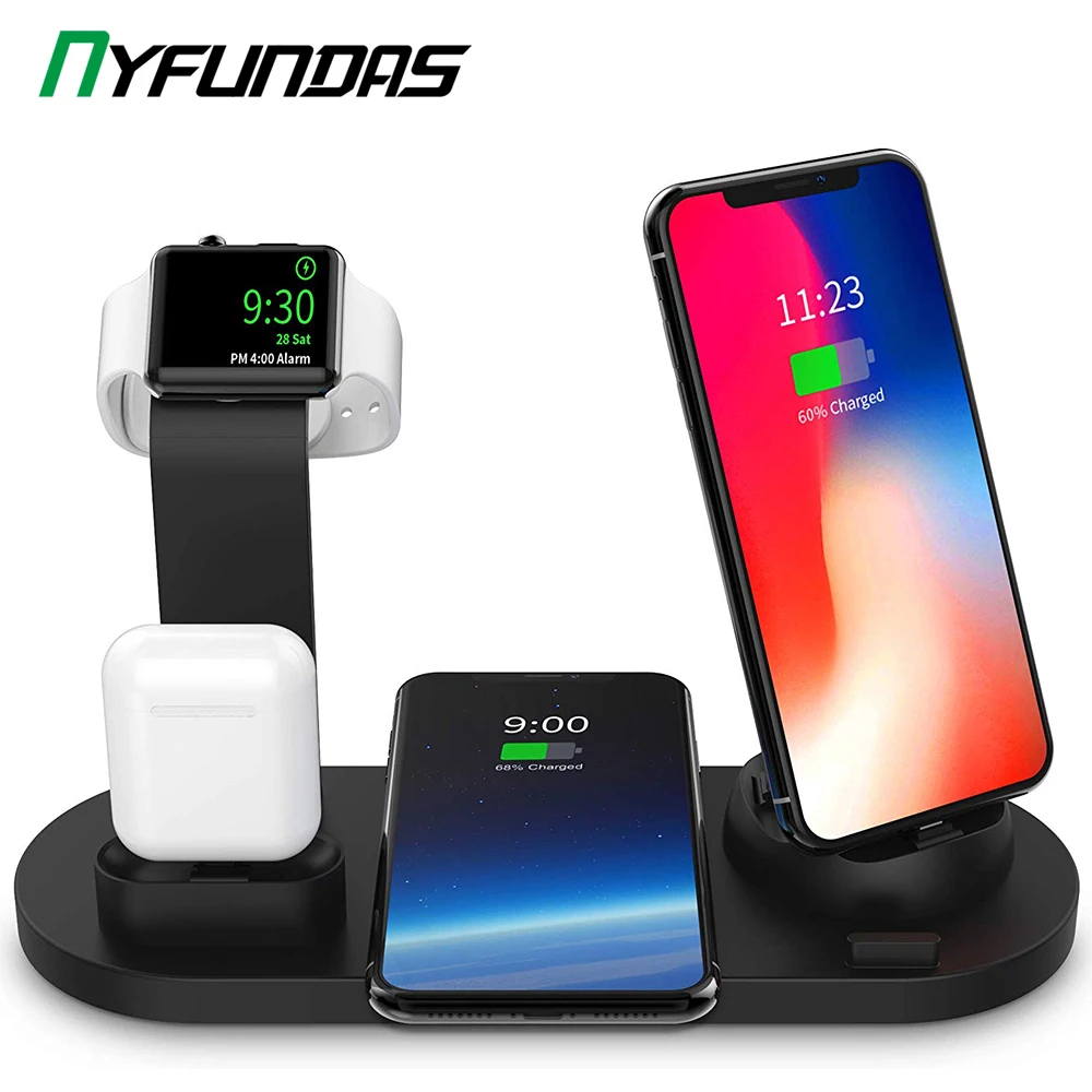 QI Беспроводная зарядная подставка для Apple Watch Series 5 4 3 2 Airpods 2 Iphone 11 Pro Max XR 8 Plus X Беспроводная зарядная док-станция