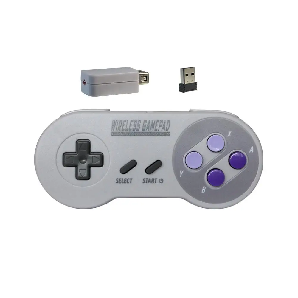 Беспроводные геймпады 2,4 ГГц джойстик Джойстик контроллер для SNES Super nintendo Classic MINI консоль удаленные Игровые колодки аксессуары - Цвет: 2-color button