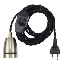 Европейский стандартный кабель питания витой парный штекер держатель лампы алюминиевая лампа чайная чашка ретро металлические фитинги E27 Эдисон Винт