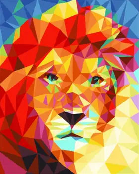 

DRAWJOY Framed Picture Painting & Calligraphy Of Colorful Animal Lion DIY Painting By Numbers On Canvas Coloring By Numbers