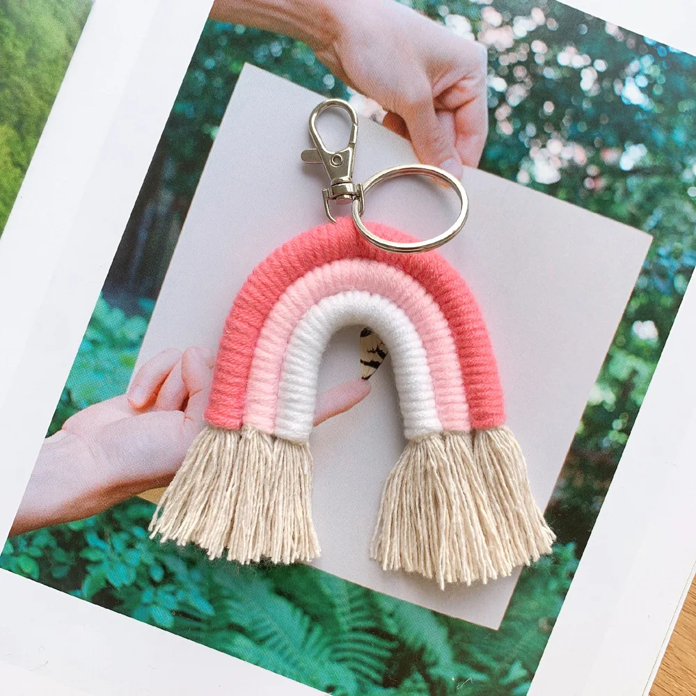 

19 видов конструкций плетение Радуга брелки для ключей Boho брелок ручной работы макраме сумка Шарм автомобиль подвесное украшение подарки