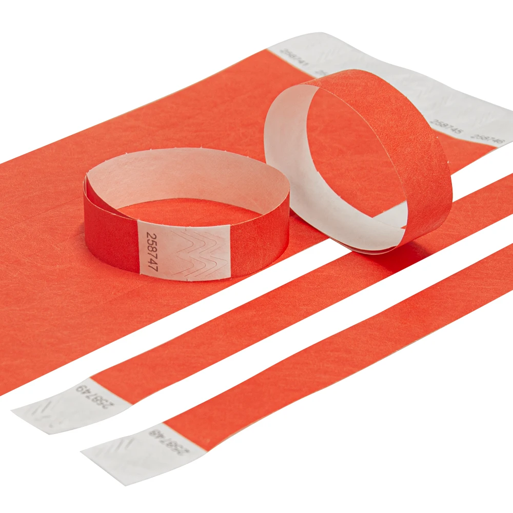 Solid NEW Red Color 3/4 inch Tyvek Wristbands with Series Numbers, ID Wristbands for Party Events, 500 Pieces