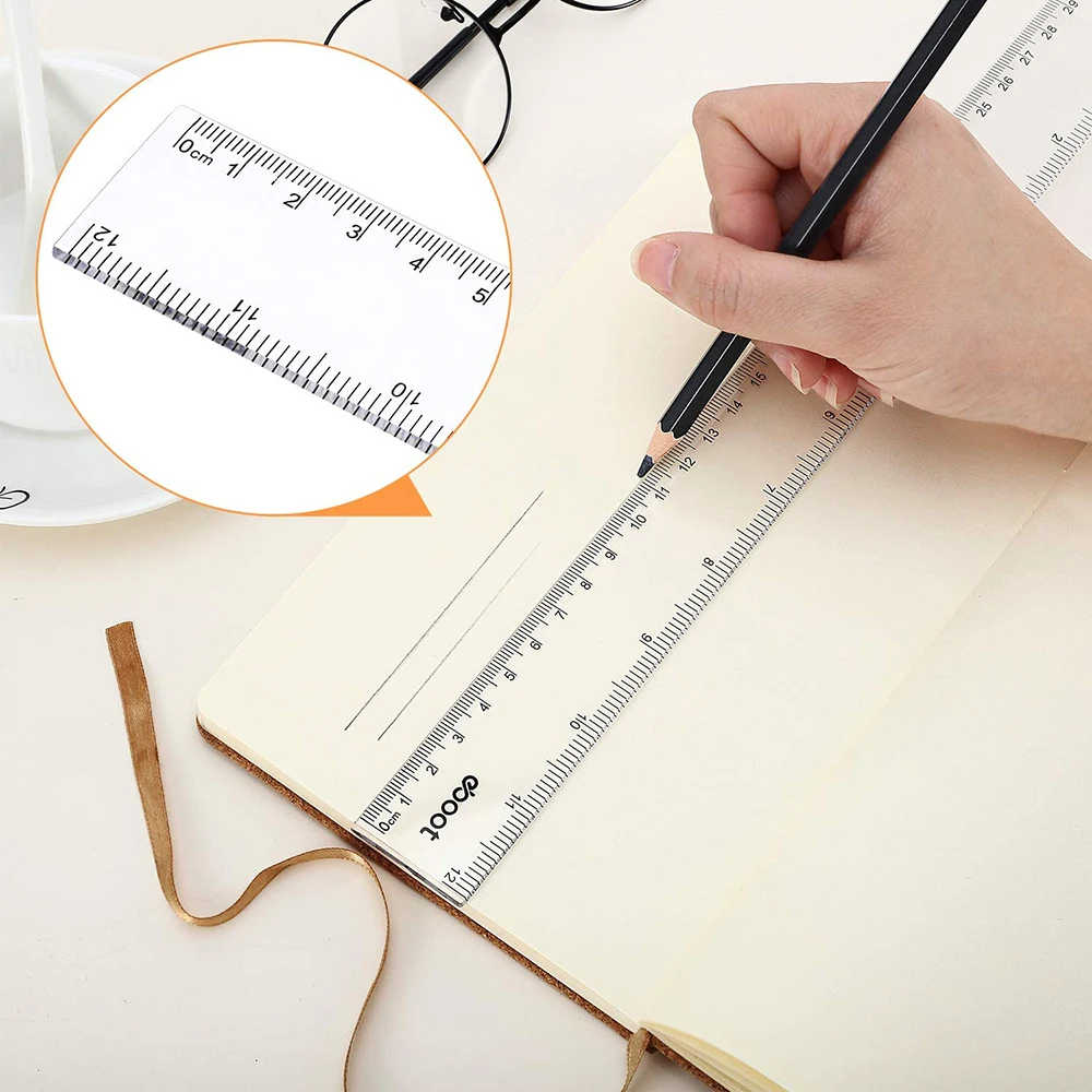 Plastic Ruler 1PCS 15/20/30cm Standard/Metric Measuring Tool Student School Office Bilateral Printing School Supplie