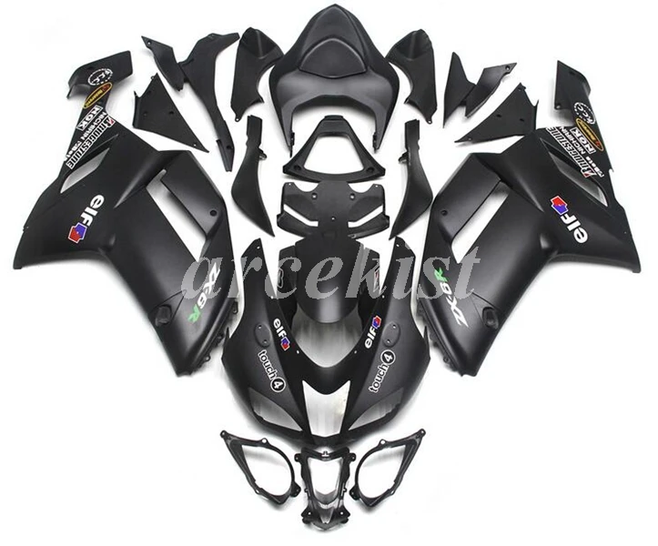 ABS мотоцикл Обтекатели наборы Подходит для Kawasaki Ninja ZX-6R ZX6R 2007 2008 07 08 636 на заказ Зеленый - Цвет: Matte black