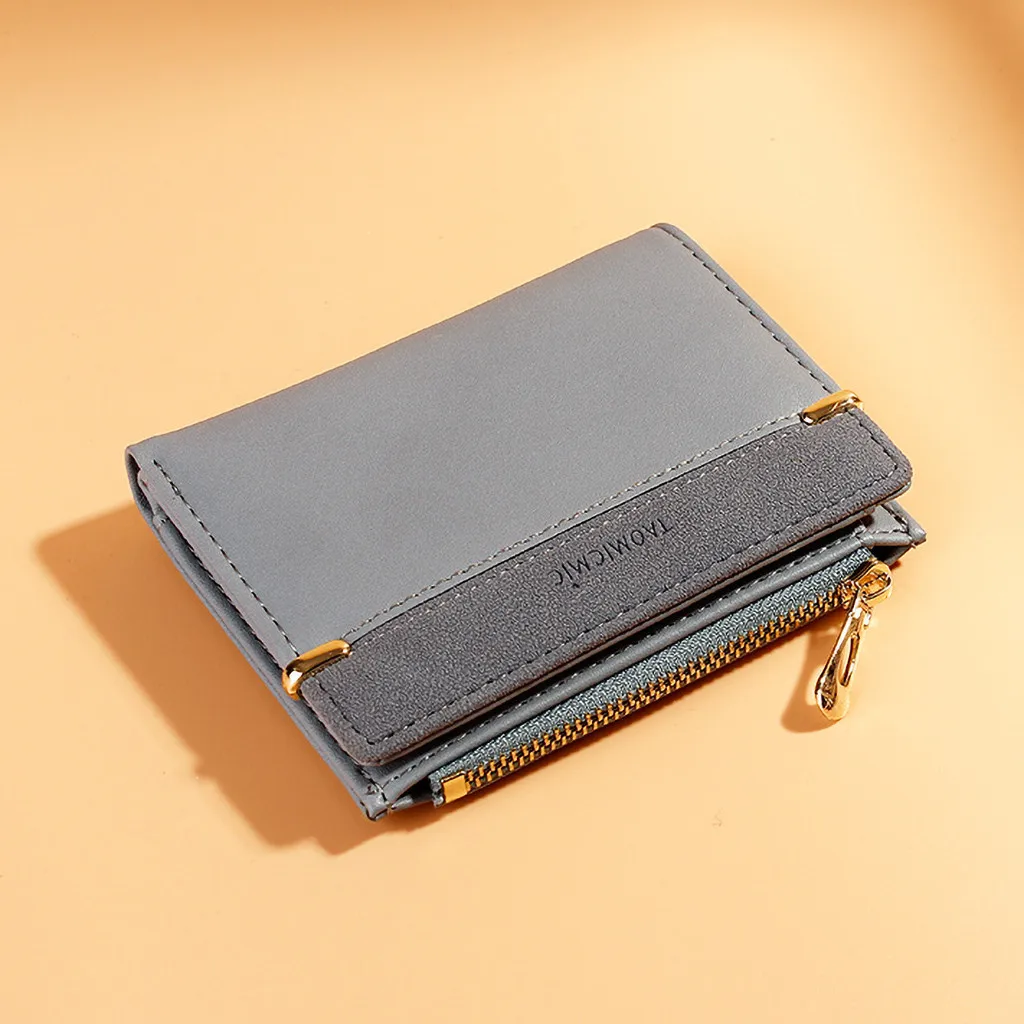 

MAIOUMY Thin Style Women Wallets Zipper Coin Bag in Back Blue Soft Leather Ladies Card Holder Slim Purse Female Wallet Small HOT