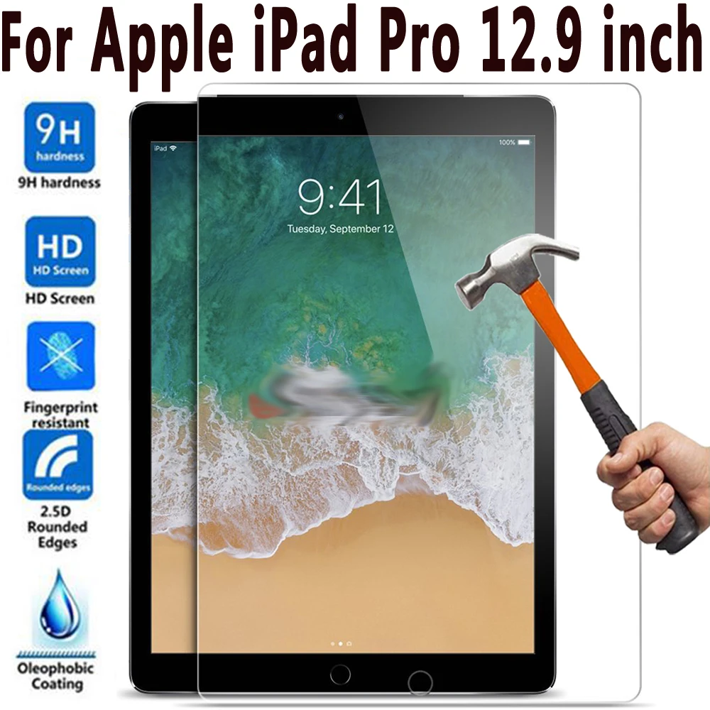 Tempered Glass Screen Protector for iPad pro 12.9 2nd generation 2017 A1671 A1821 A1670 protective film 0.33mm 9D tablet stand for car Tablet Accessories