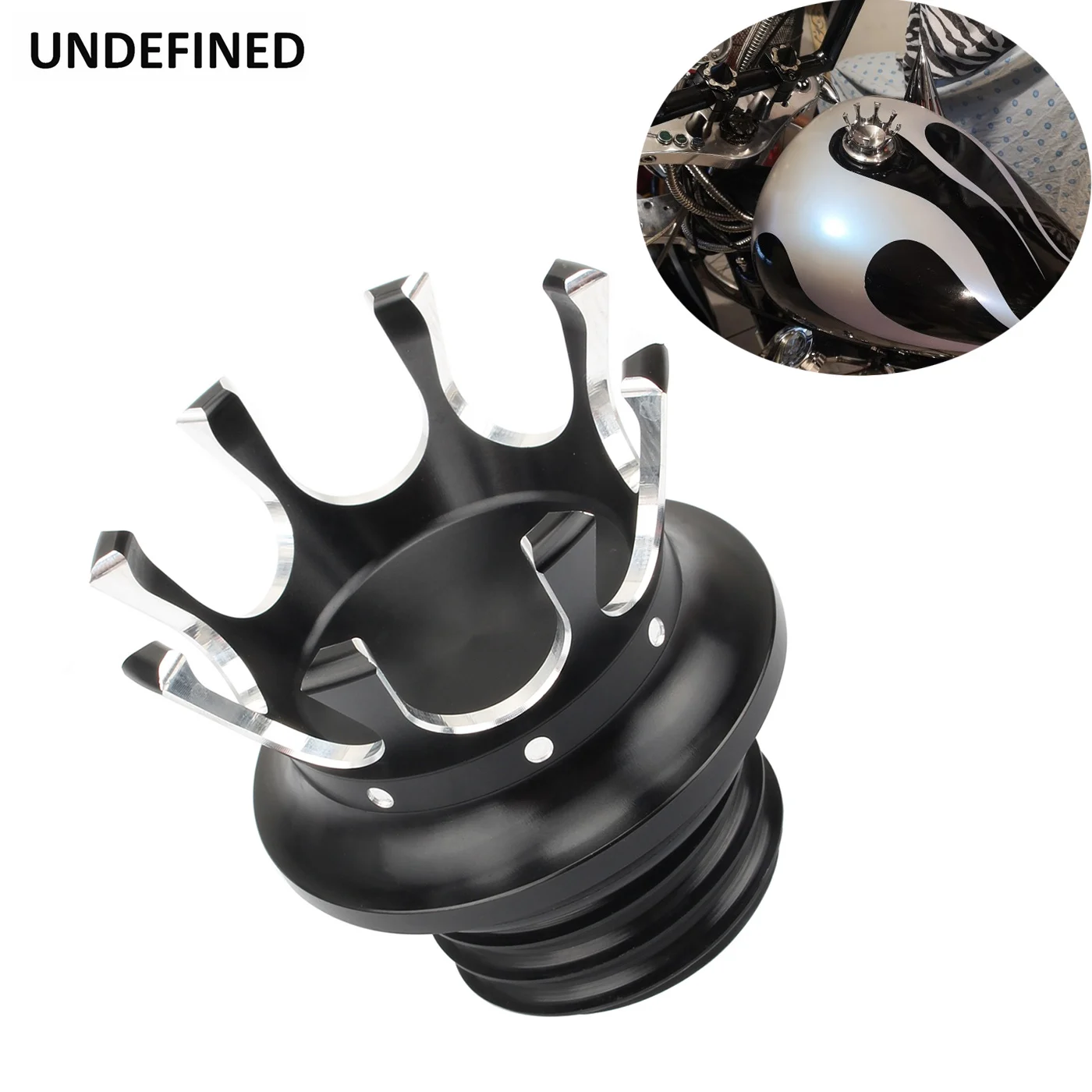 Motorcycle Fuel Gas Tank Cap Crown Style Black Oil Caps for Sportster XL 1200 883 48 Softail Dyna FLST Road King 