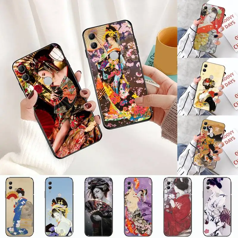 

Japanese geisha Luxury Unique Design Phone Case For Huawei Honor view 7a5.45inch 7c5.7inch 8x 8a 8c 9 9x 10 20 10i 20i lite pro
